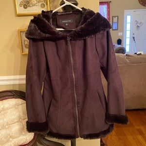 Gorgeous Dark Brown Faux Leather Women’s Coat